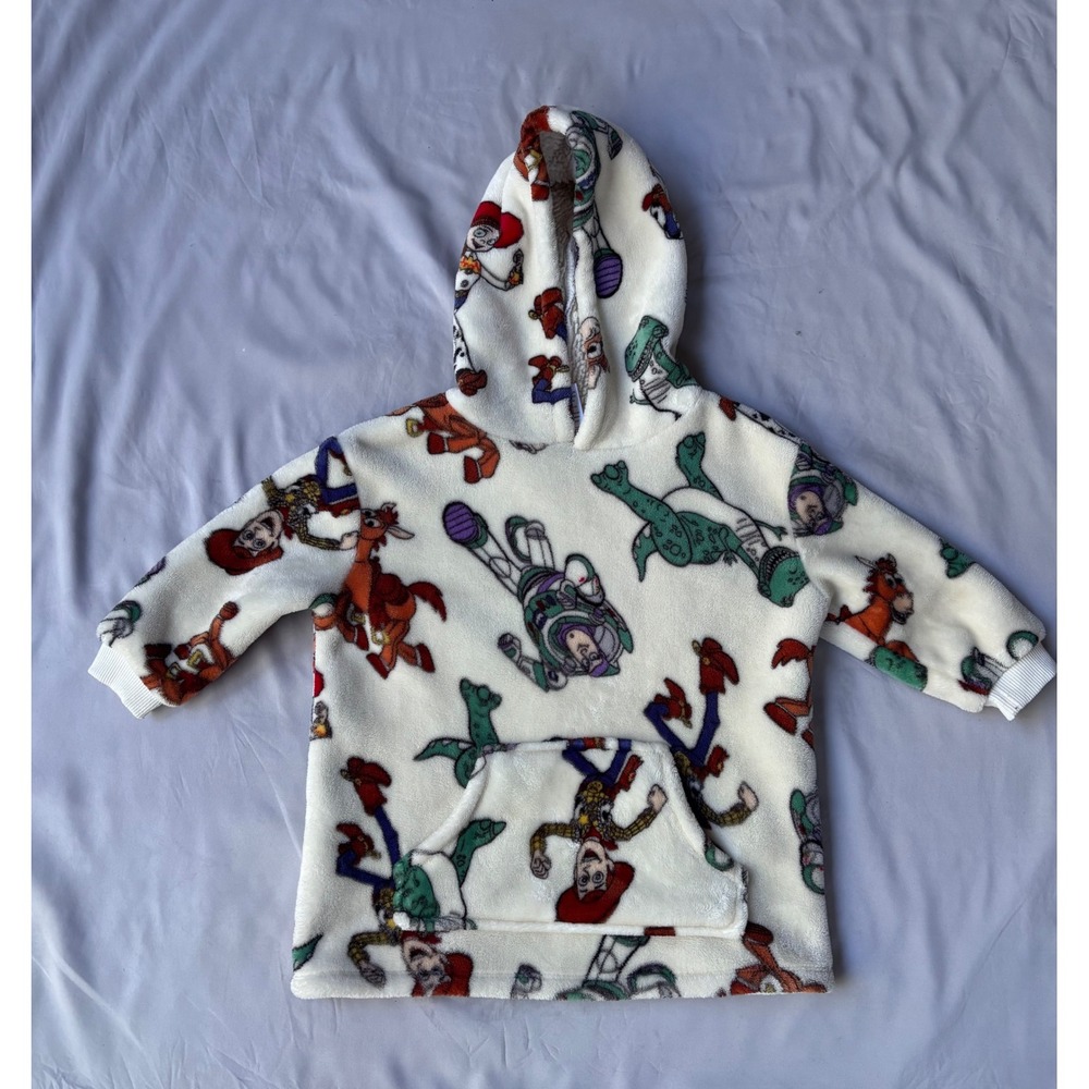 Disney Pixar Toy Story Fleece Hoodie Kids 4T Buzz Woody All Over Print Cream